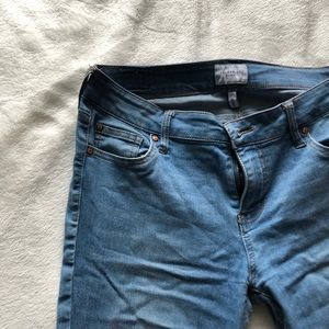 Celebrity pink light wash jeans.